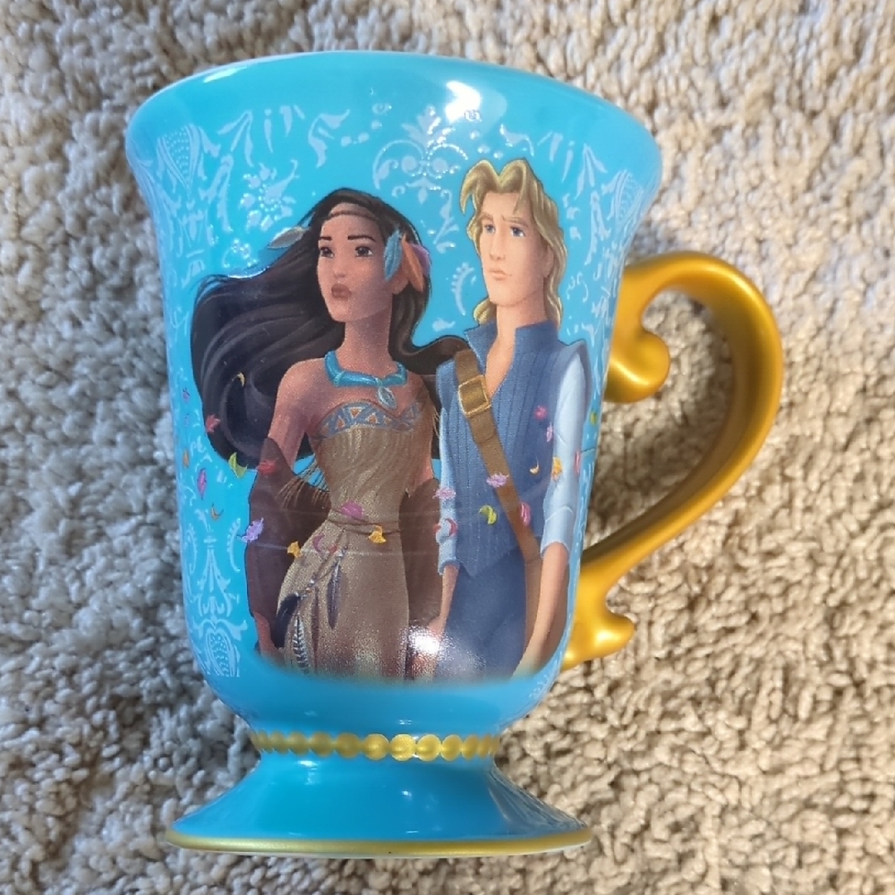 Rare Disney Fairytale Designer Collection Pocahontas and John Smith Mug